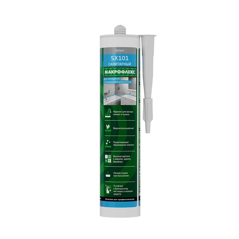 Герметик силиконовый Makroflex SX101 санитарный, белый (0,29 л)