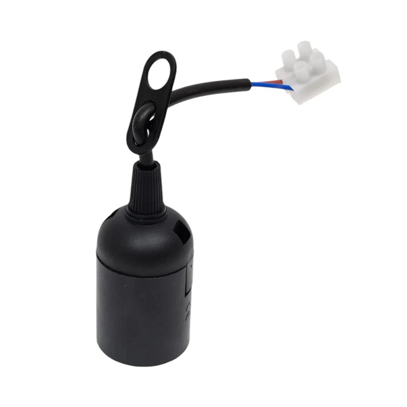 Патрон E27 пластик подвесной с клеммной колодкой, 4А, 230В черный