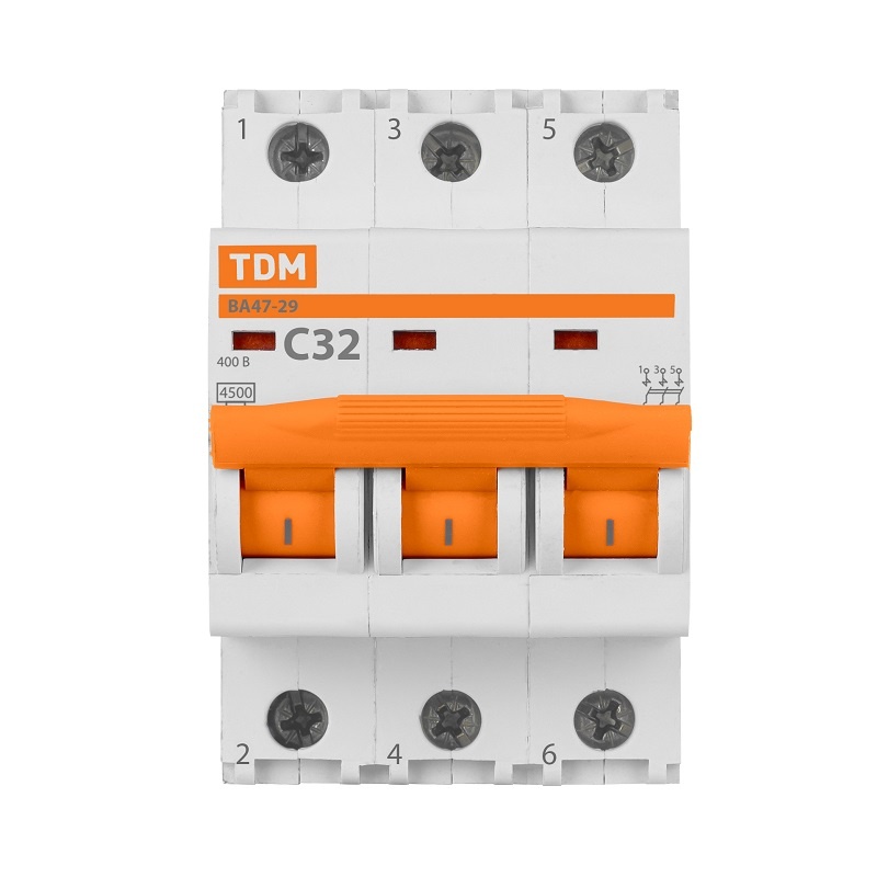 Выключатель автоматический TDM ВА 47-29, 4,5кА, С 32А, 3П