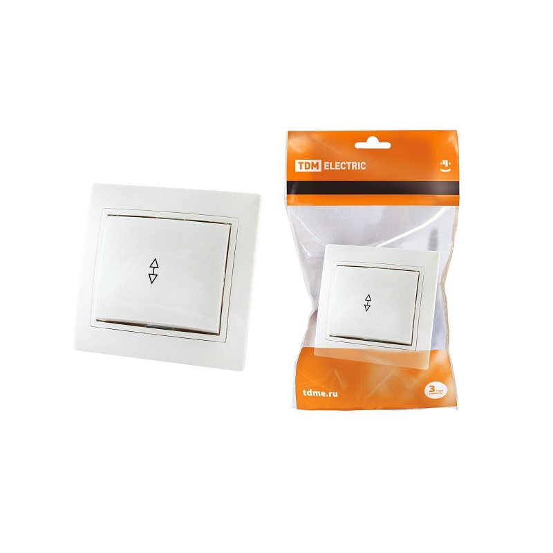 Переключатель с/у Таймыр SQ1814-0007, 1 клавиша, б/инд, белый