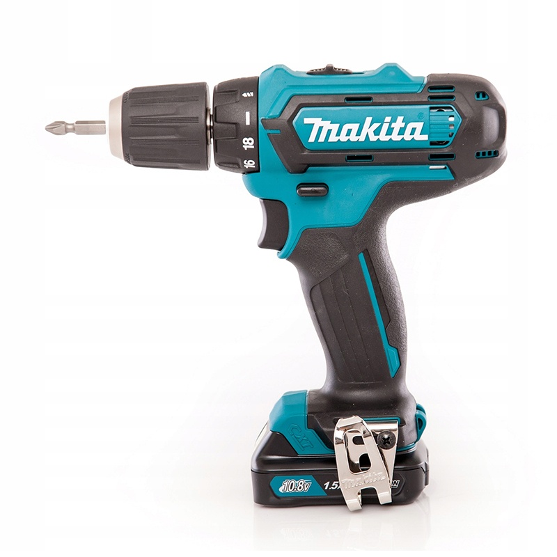 Дрель-шуруповерт Makita DF333DWYE, 2 аккумулятора Li-ion (1,5Ач), 12V, 10 мм, 30 Нм, кейс